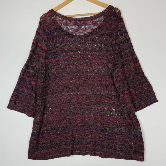 Catherines Jewel Tone Shimmer Open Knit 3/4 Sleeve Sweater Women's 3X 26 28 - Picture 5 of 6